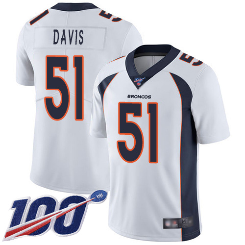 Men Denver Broncos 51 Todd Davis White Vapor Untouchable Limited Player 100th Season Football NFL Jersey
